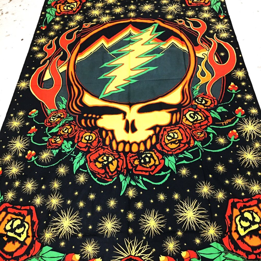 Grateful Dead Steal Your Face Tapestry Black Background 60-x80 - Picture 3 of 4